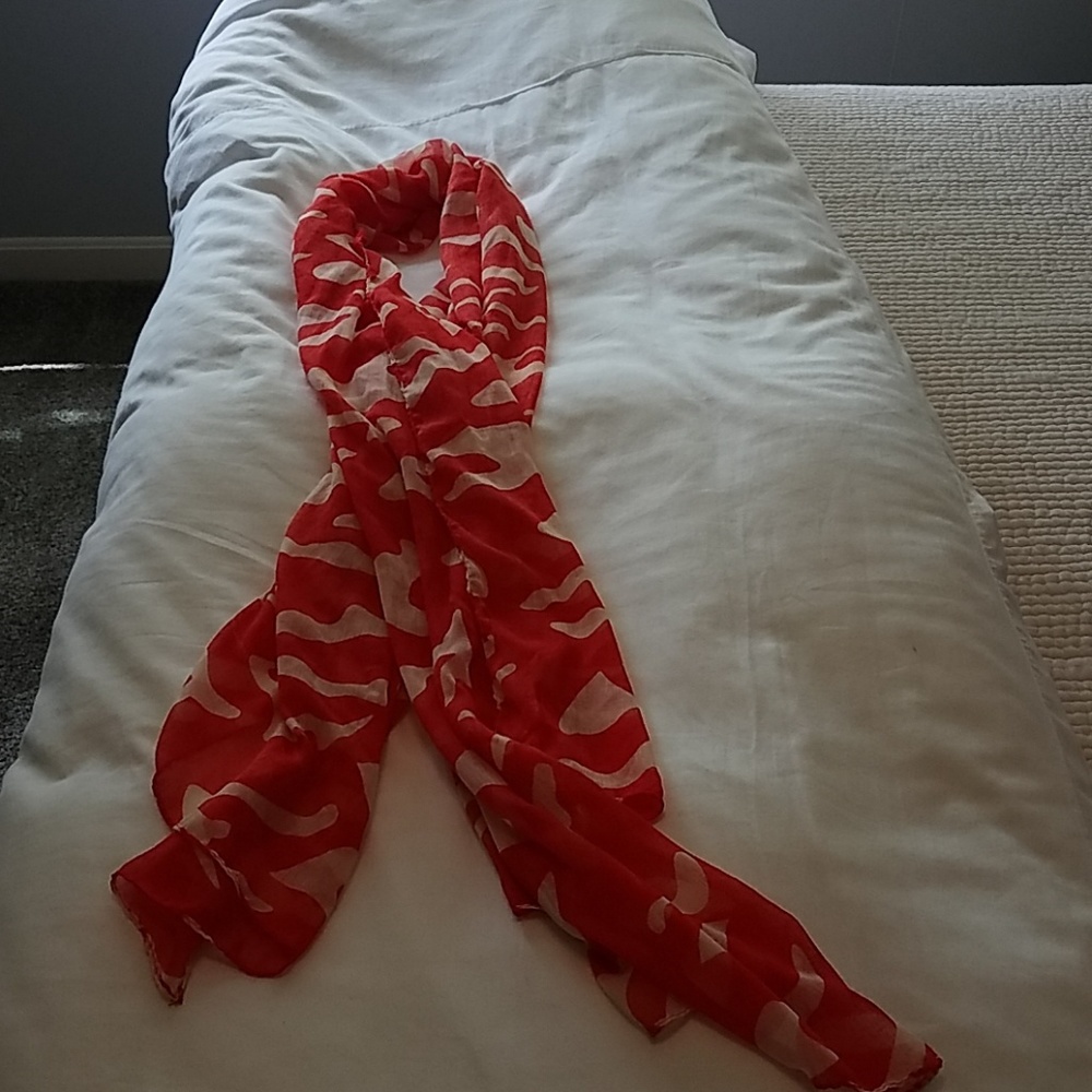 Red and cream thin summer scarf